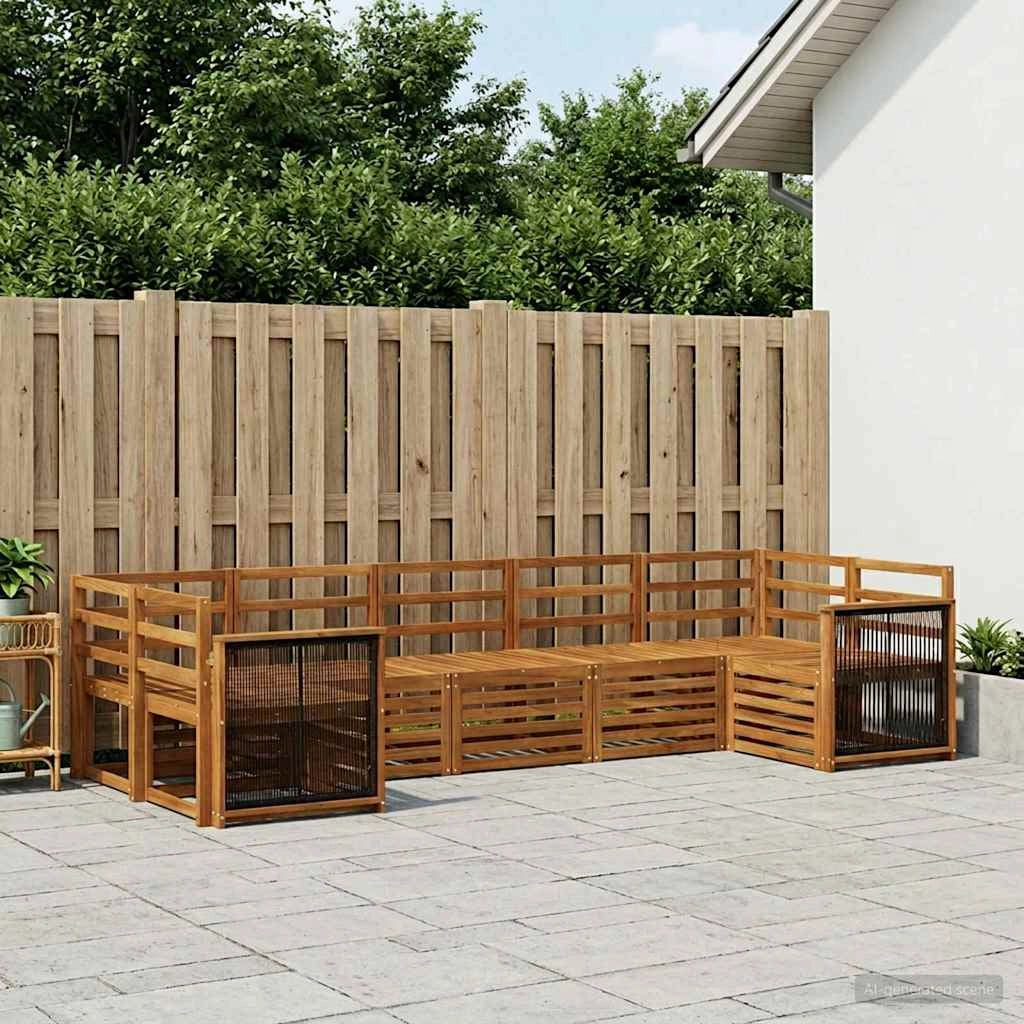 Set di divani da esterno 6 pz Naturale Legno di Acacia Massello 3384800