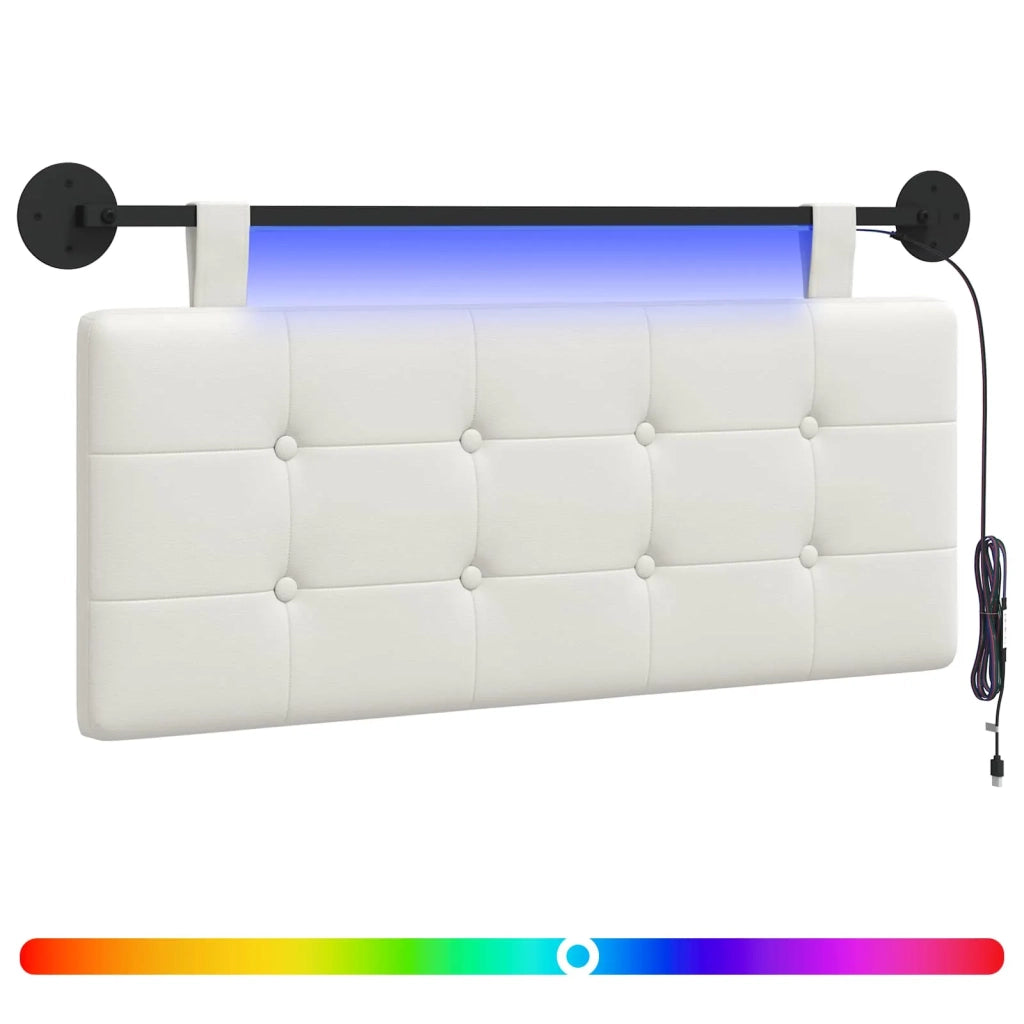 Testiera sospesa Con luce LED Bianco Similpelle