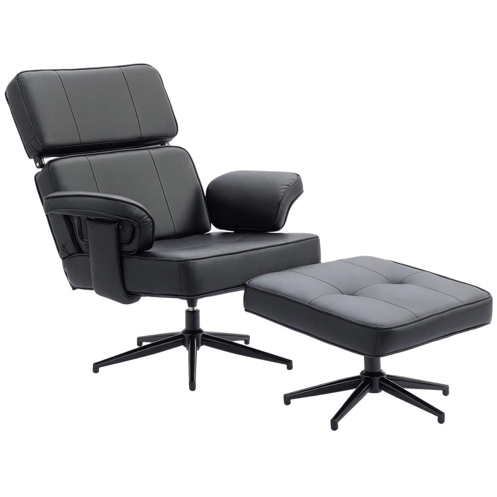Poltrona reclinabile con poggiapiedi ¨C Minimal ¨C rivestimento similpelle, nero