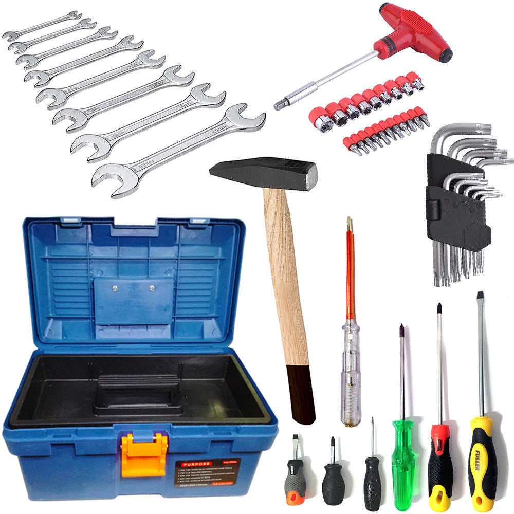 Trade Shop - Cassetta Attrezzi Inclusa Di 47 Utensili Martello Chiavini Giravite Chiavi Torx -
