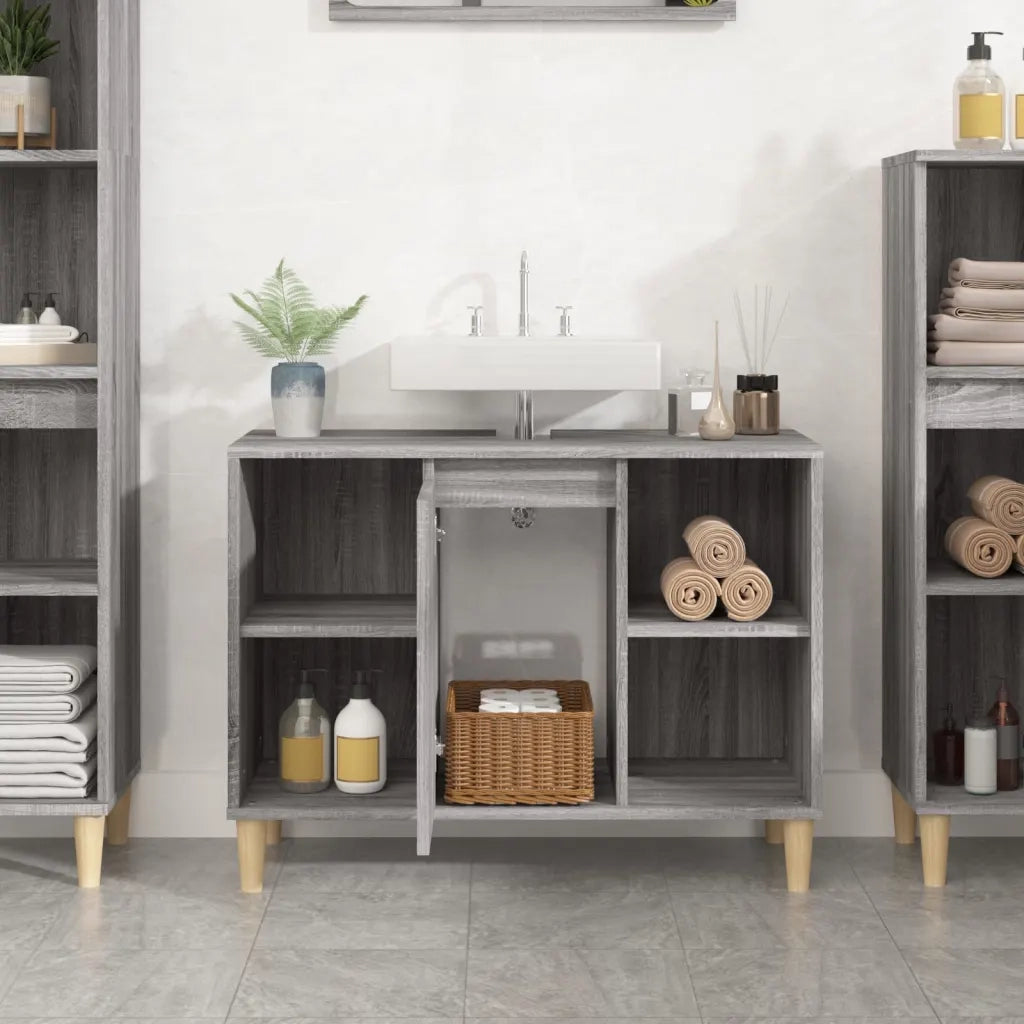 Mobile Lavabo Grigio Sonoma 80x33x60 cm in Legno Multistratocod mxl 127206