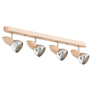 Plafoniera spot 4 luci E27 15W legno/cromo SPARK Alfa