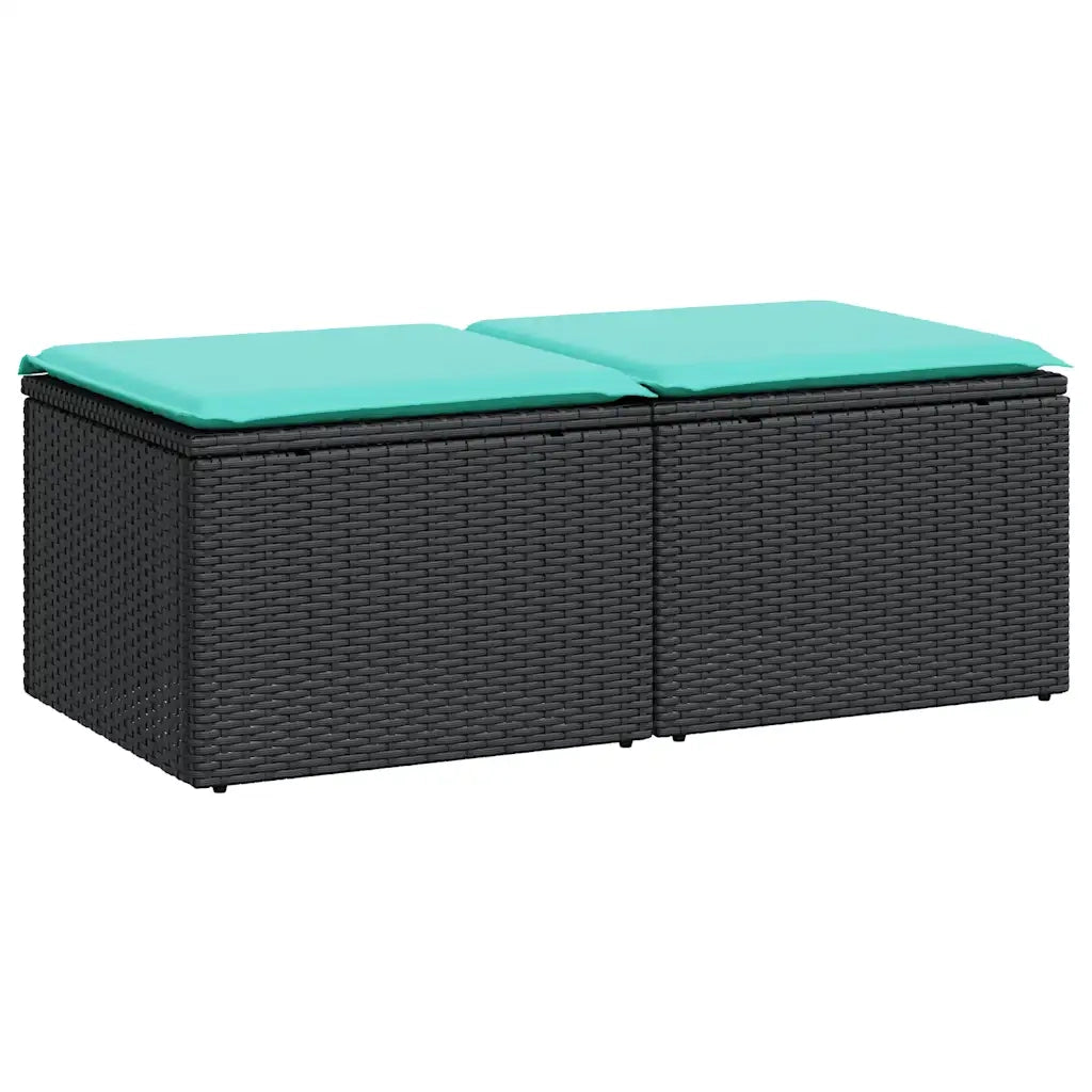 vidaXL Set Divani da Giardino con Cuscini 2 pz Nero Polyrattan Acacia