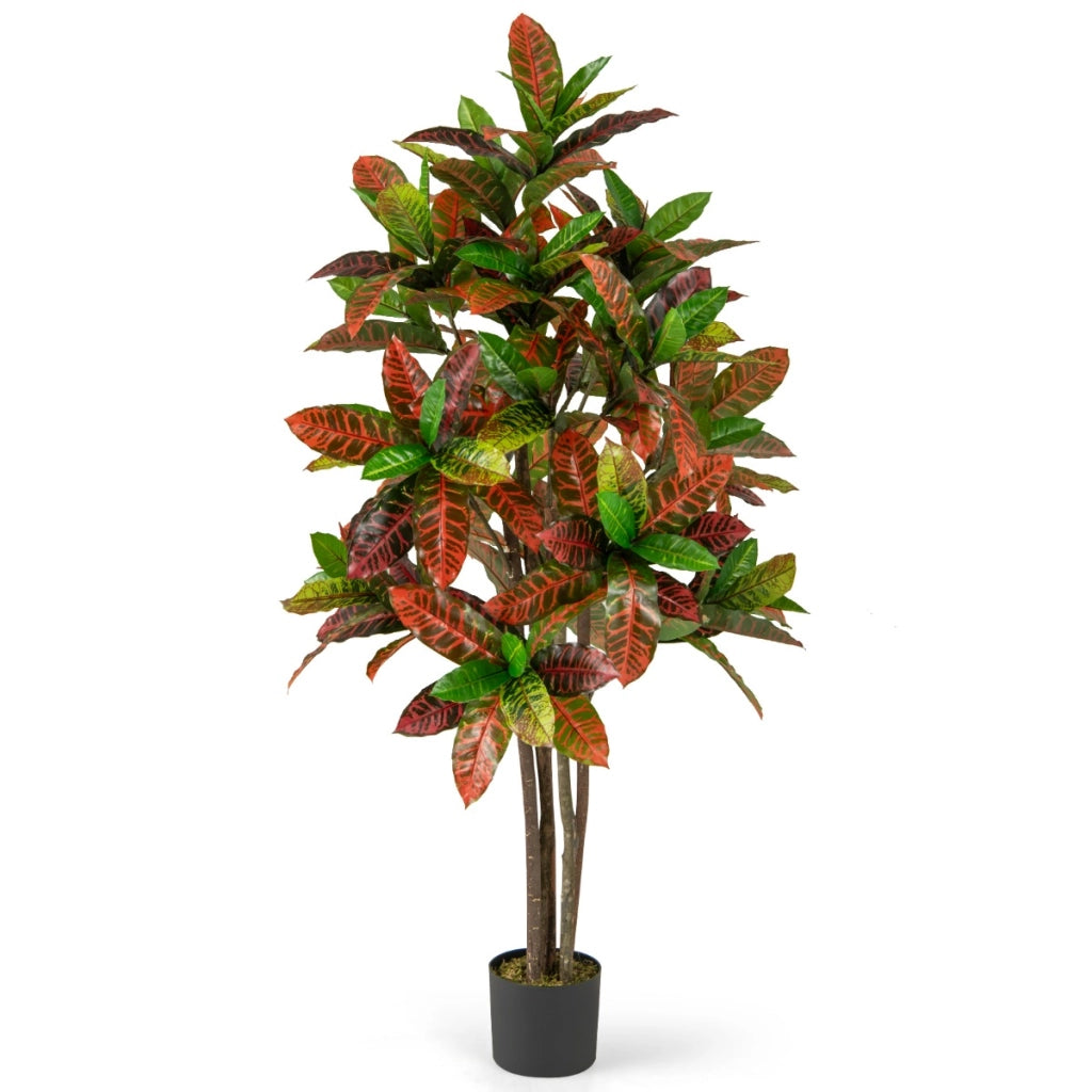 Pianta artificiale di croton alta 150 cm, Pianta tropicale in vaso con foglie finte 1 Confezione-Piante artificiali