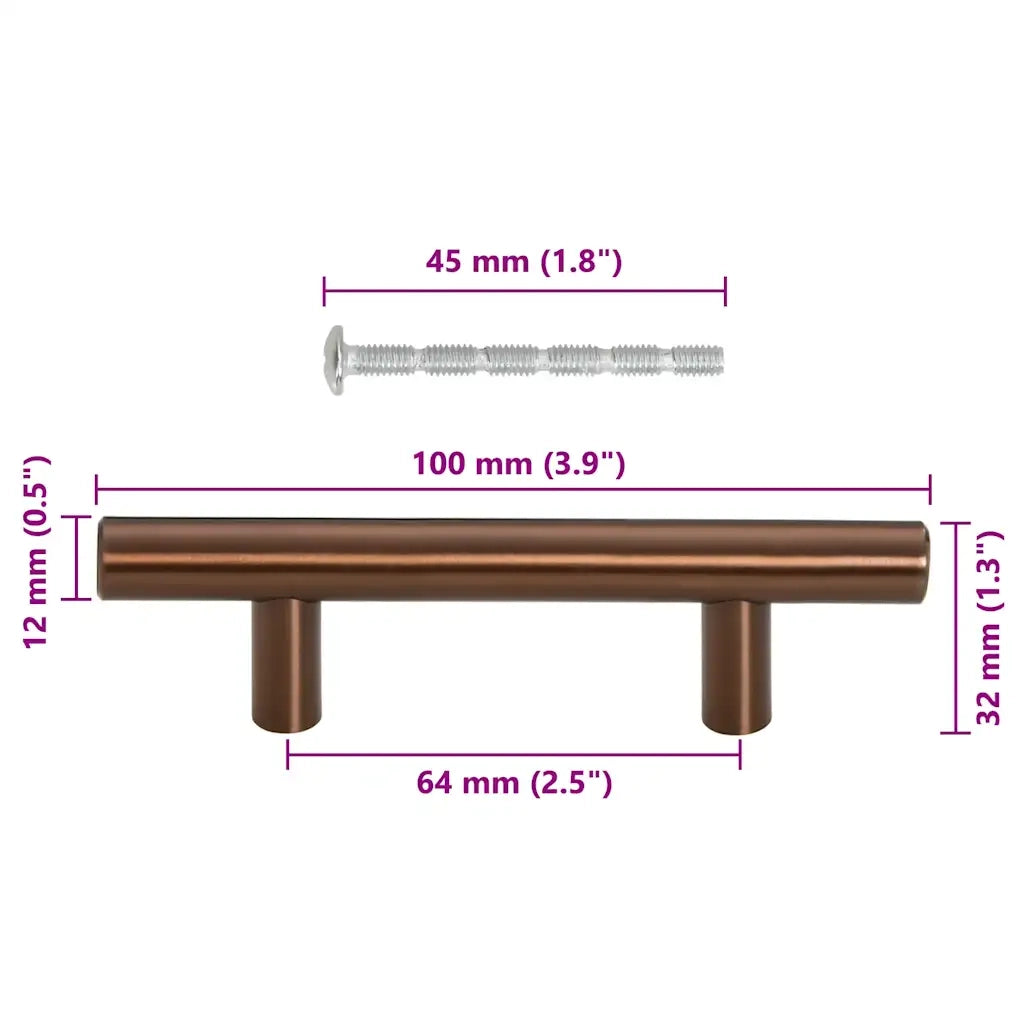 Maniglie per Mobili 10pz Bronzo 64mm in Acciaio Inox
