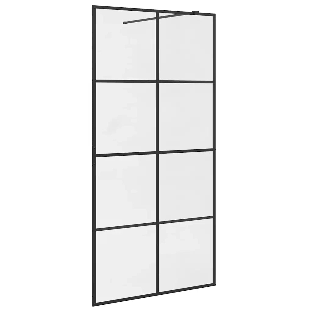 Parete per Doccia Walk-in Vetro Trasparente ESG 100x195cm Nera CFW5087508