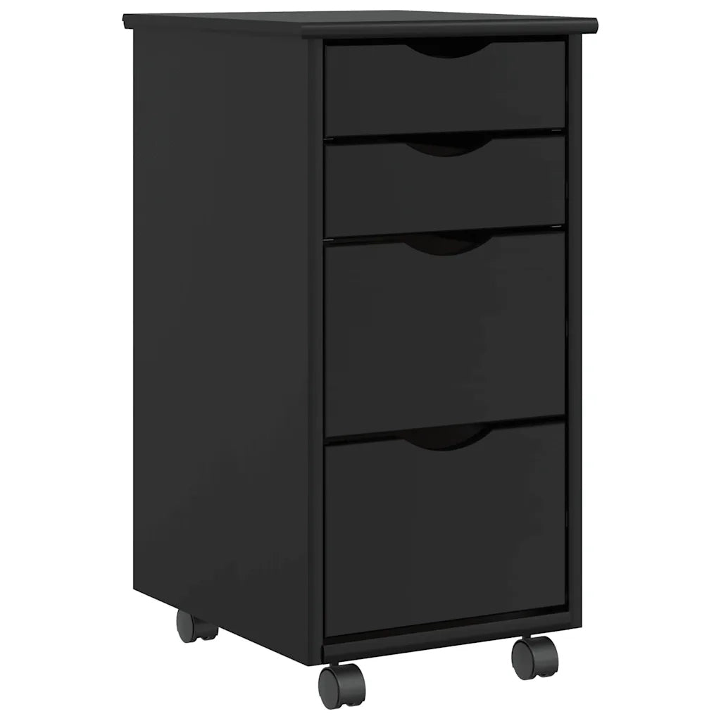 Armadietto Rotante con Cassetti MOSS Nero Legno Massello Pino