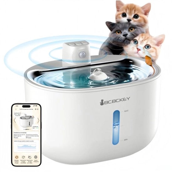 Fonte per gatti - 3L fonte per gatti wireless con app - Fonte per gatti alimentata a batterie con batteria 5000mAh - Comando a distanza WiFi 2.4G - Fonte per gatti per tutti gli animali domestici