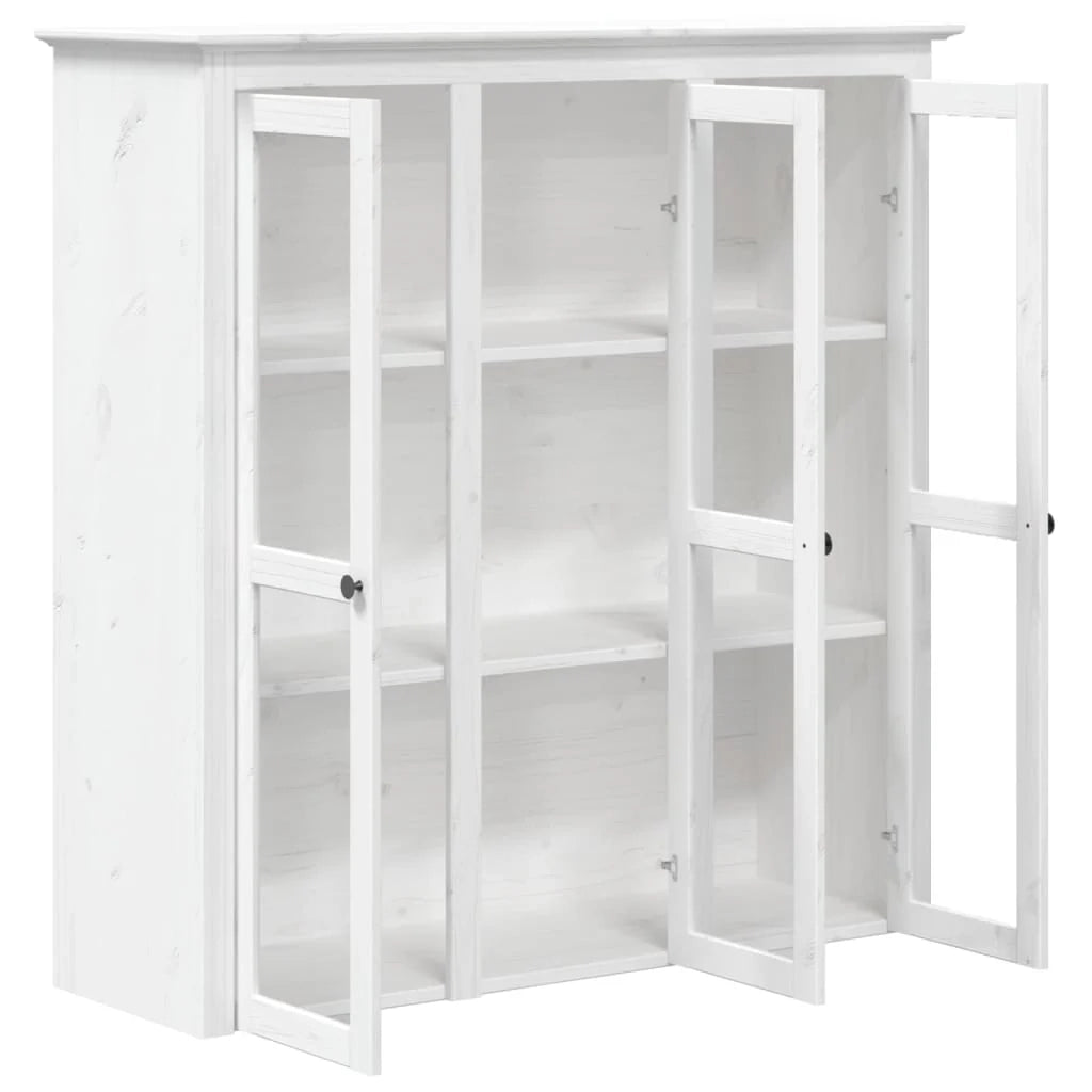 BODO 115,5 x 43 x 200,5 cm Credenza in legno massello di pino bianco cassettiera mobile contenitore organizer per cucina soggiorno salotto