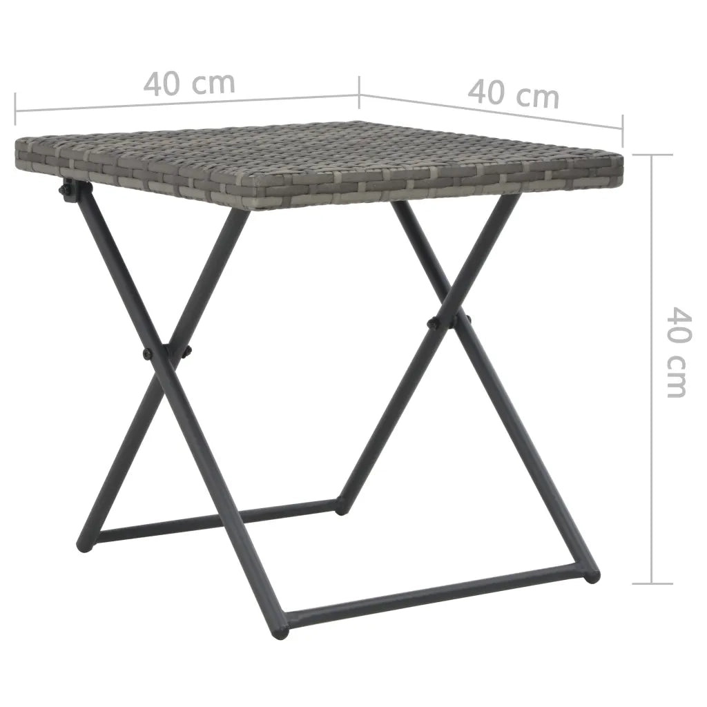 Set Lettini da Giardino 3 pz Pieghevoli in Polyrattan Grigio 44815