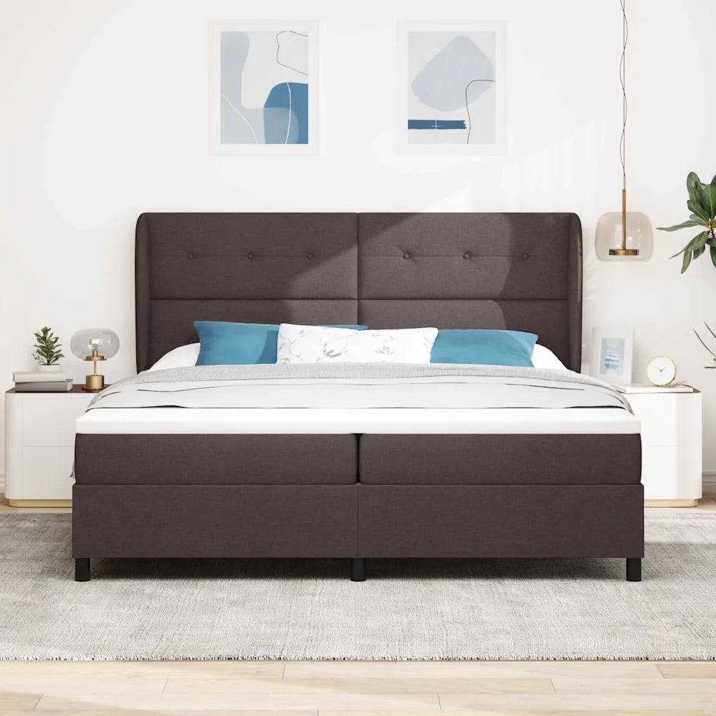 Letto a molle con testiera Marrone scuro 200 x 200 cm Tessuto 3340588