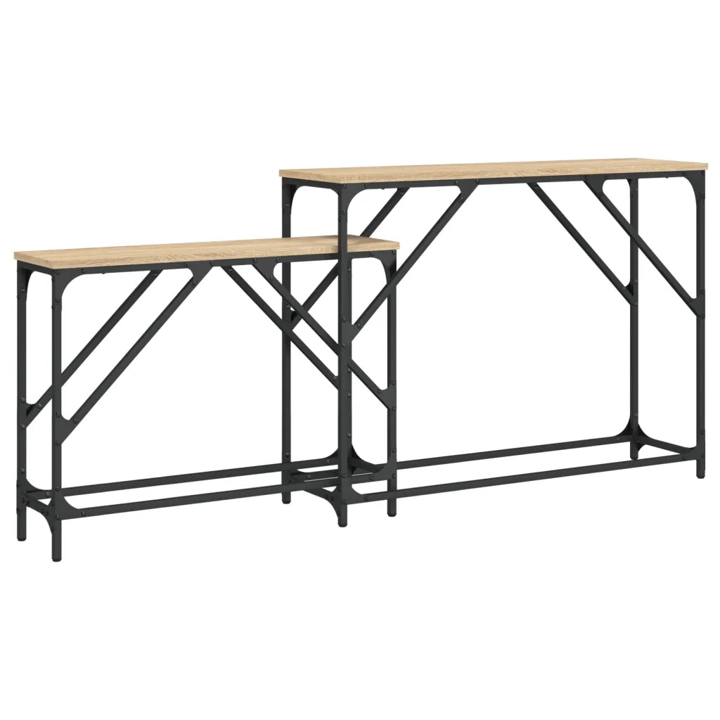 Tavoli Consolle | Tavolo d'Ingresso Impilabili 2 pz Rovere Sonoma Legno Multistrato