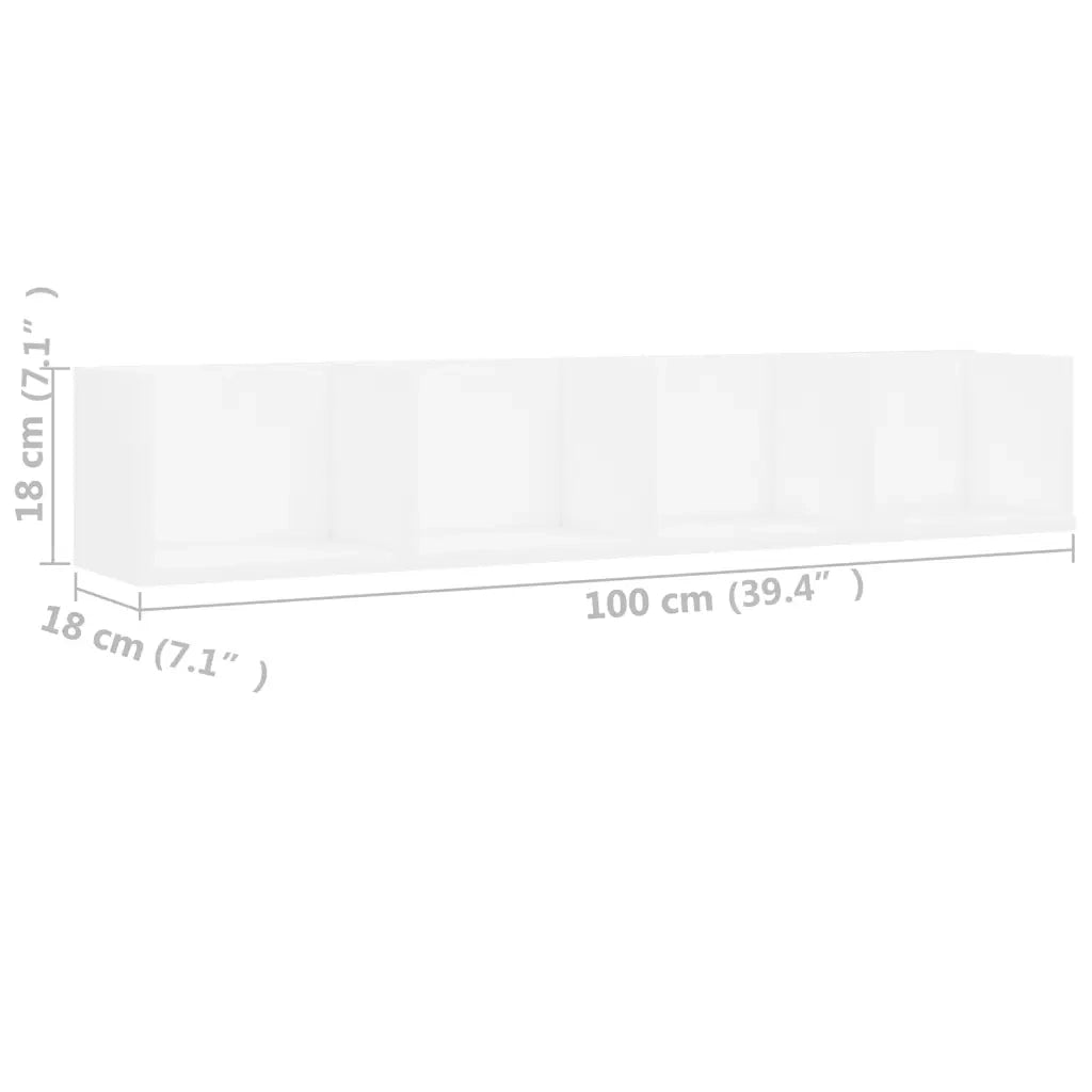 Scaffale Porta CD a Parete Bianco 100x18x18 cm in Truciolato cod mxl 47881