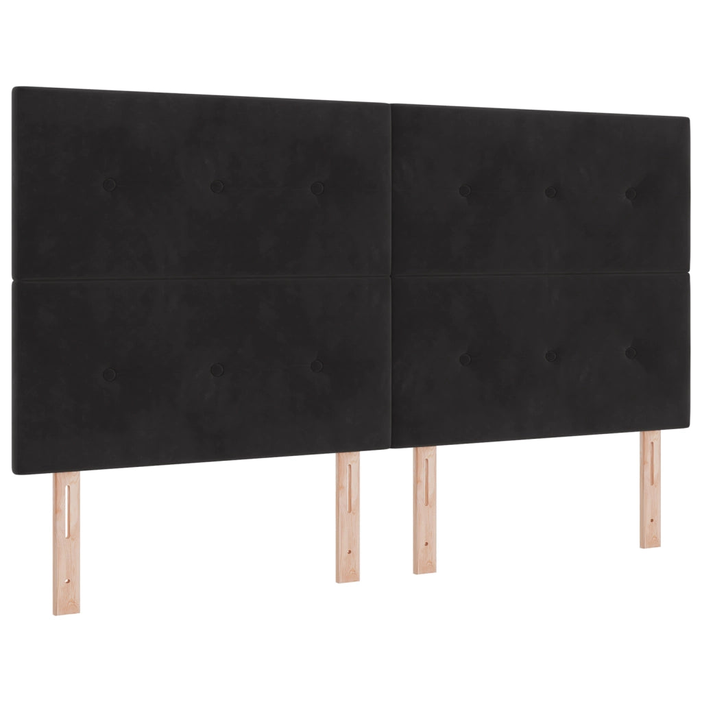 Letto a molle con materasso e LED Nero 180x200 cm in velluto