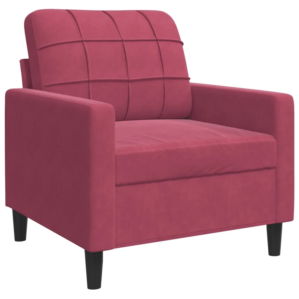 vidaXL Set di Divani 3 pz con Cuscini Rosso Vino in Velluto