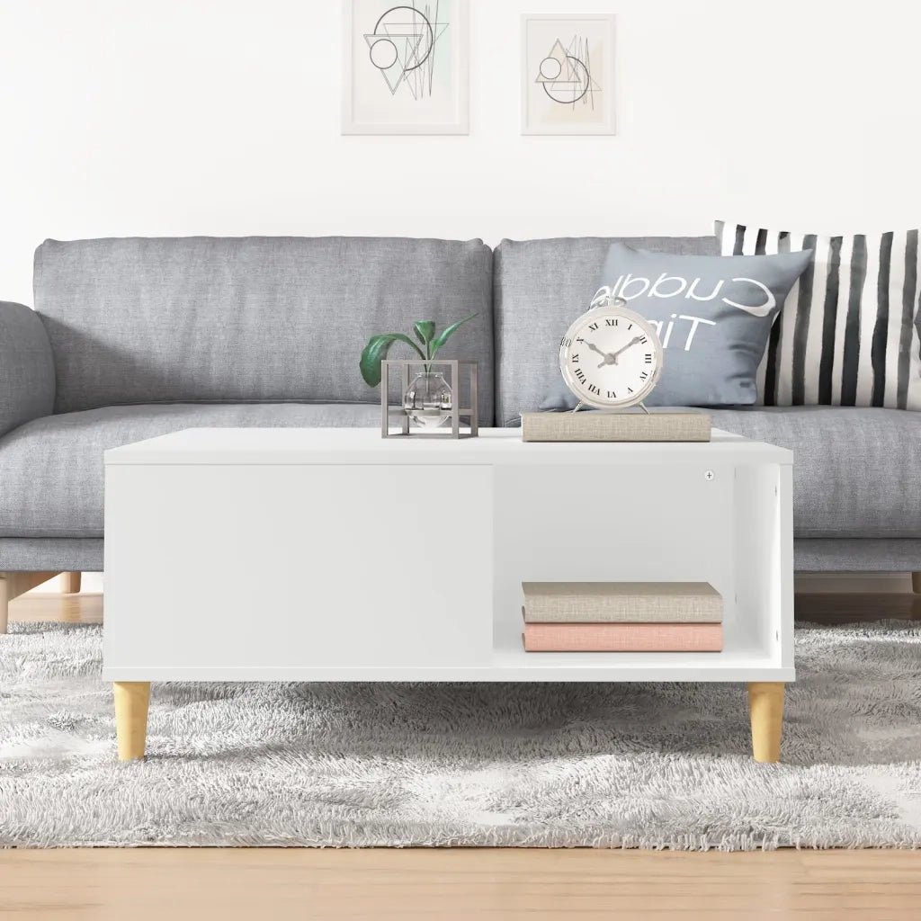 Tavolino da Salotto Bianco 80x80x36,5 cm in Legno Multistrato