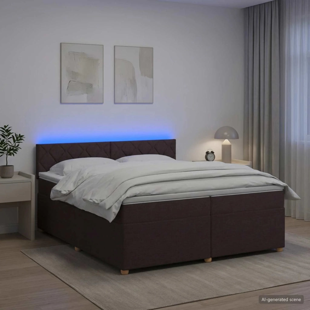 Letto box spring con materasso Marrone Scuro 200 x 200 cm 3452509