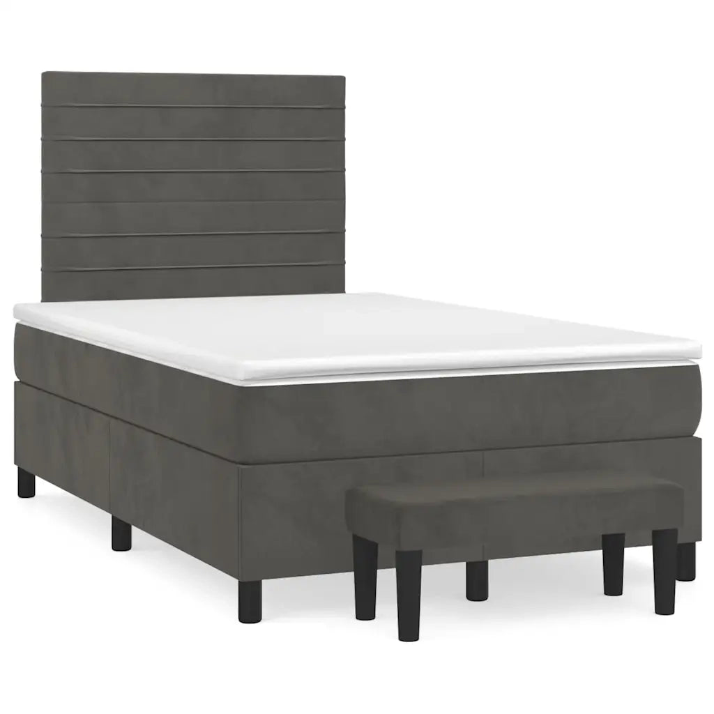 Giroletto a Molle con Materasso Grigio Scuro 120x190 cm Velluto
