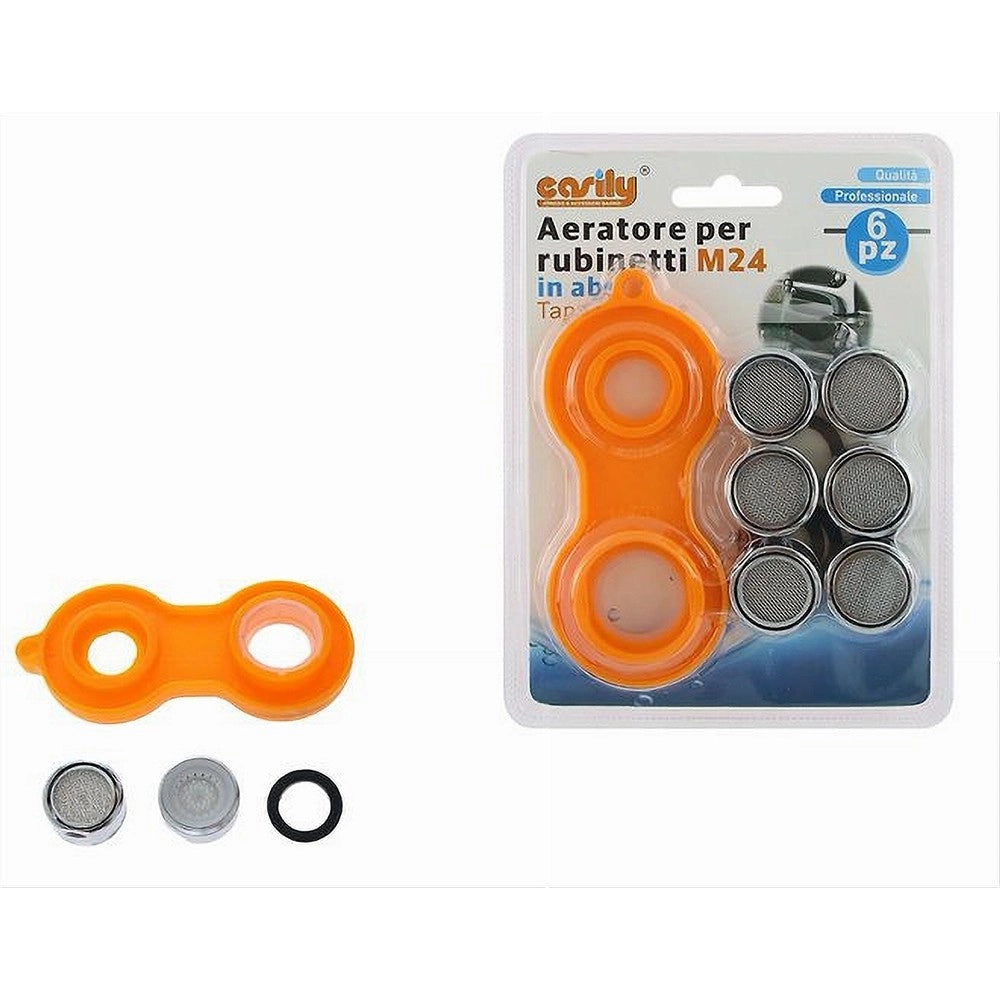 Trade Shop - Set 6pz Aeratore Rubinetto M24 In Abs Filtro Bagno Cucina Chiave Rompigetto 87988 -
