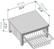 Elevatore per Lavatrice con Cestello Estensibile - Capacità 32 L - Massimo 250 kg - Bianco - 62 x 56 x 25 cm