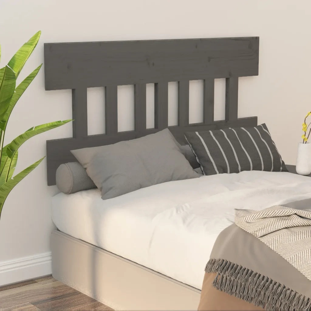 Testiera Letto Grigia 123,5x3x81 cm in Legno Massello di Pino