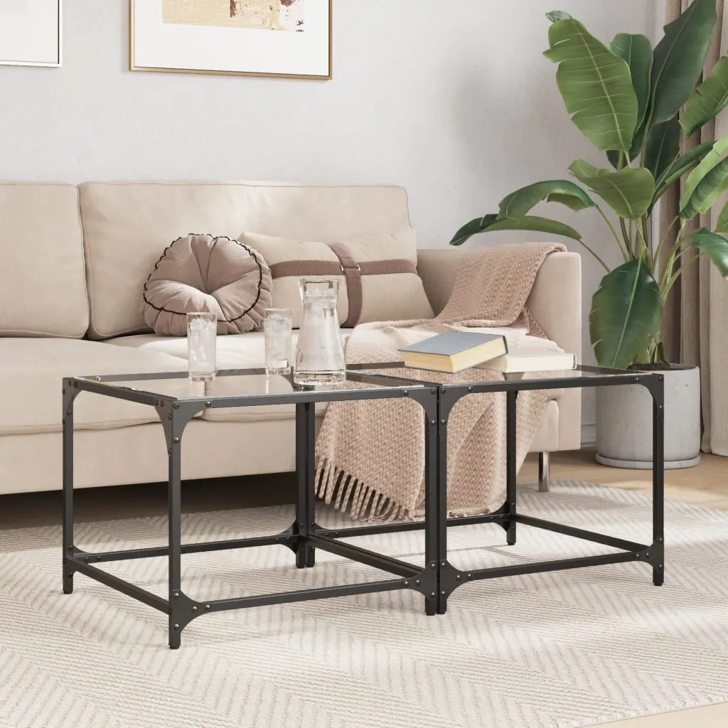 vidaXL Tavolino Salotto con Piano Vetro Trasparente 50x50x40cm Acciaio