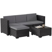 5-Piece Modular Wicker Garden Set with Cushions, Gray Corner Sofa