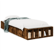 Letto singolo | Letto per adulti | Giroletto Rovere Fumo 100x200 cm in Legno Multistrato
