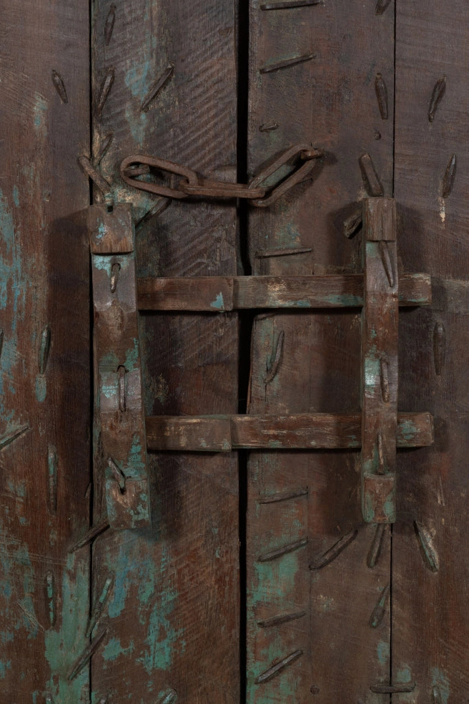 Biscottini Porta portone in legno massello e ferro da interno o da esterno vecchia e antica medievale
