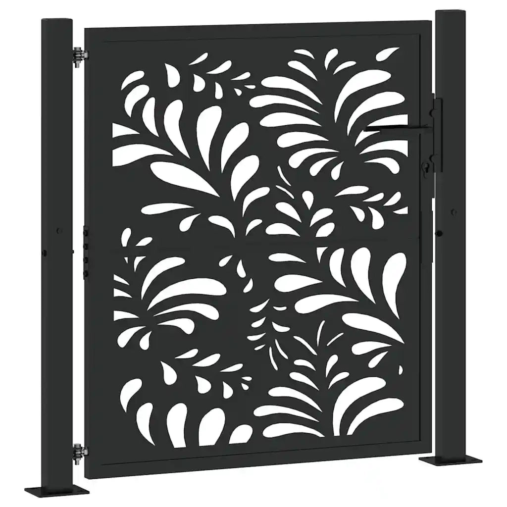 Cancello da giardino nero 100x100 cm in acciaio design ondulato CFW8720043