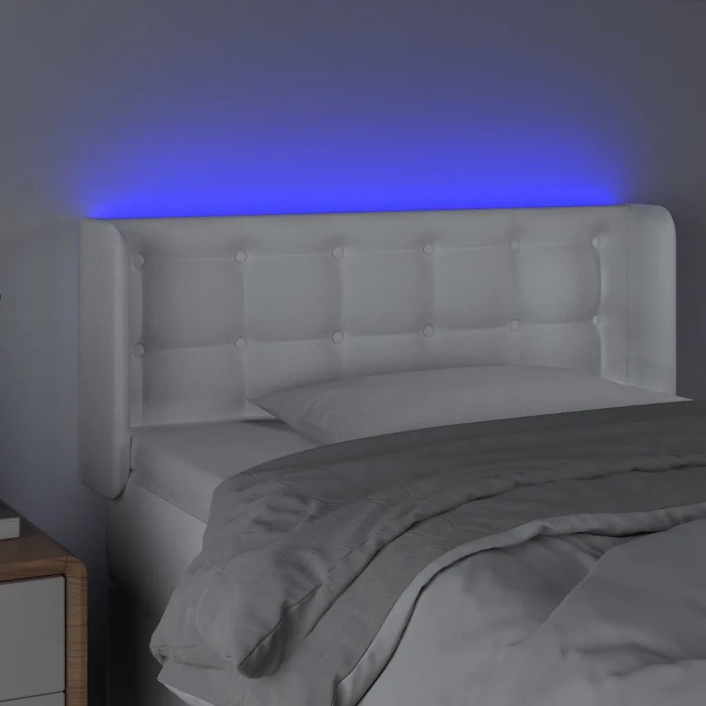 Testiera a LED Bianca 83x16x78/88 cm in Similpelle 3123309