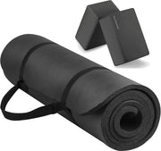 Mat di yoga multifunzionale - anti-lacerazione - 1 pezzo - nero - alta densità