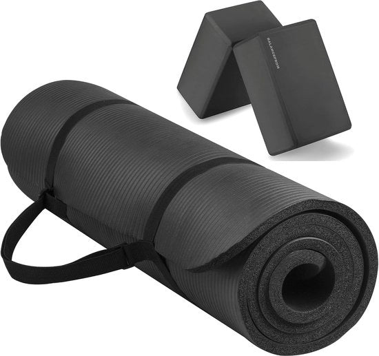 Mat di yoga multifunzionale - anti-lacerazione - 1 pezzo - nero - alta densità