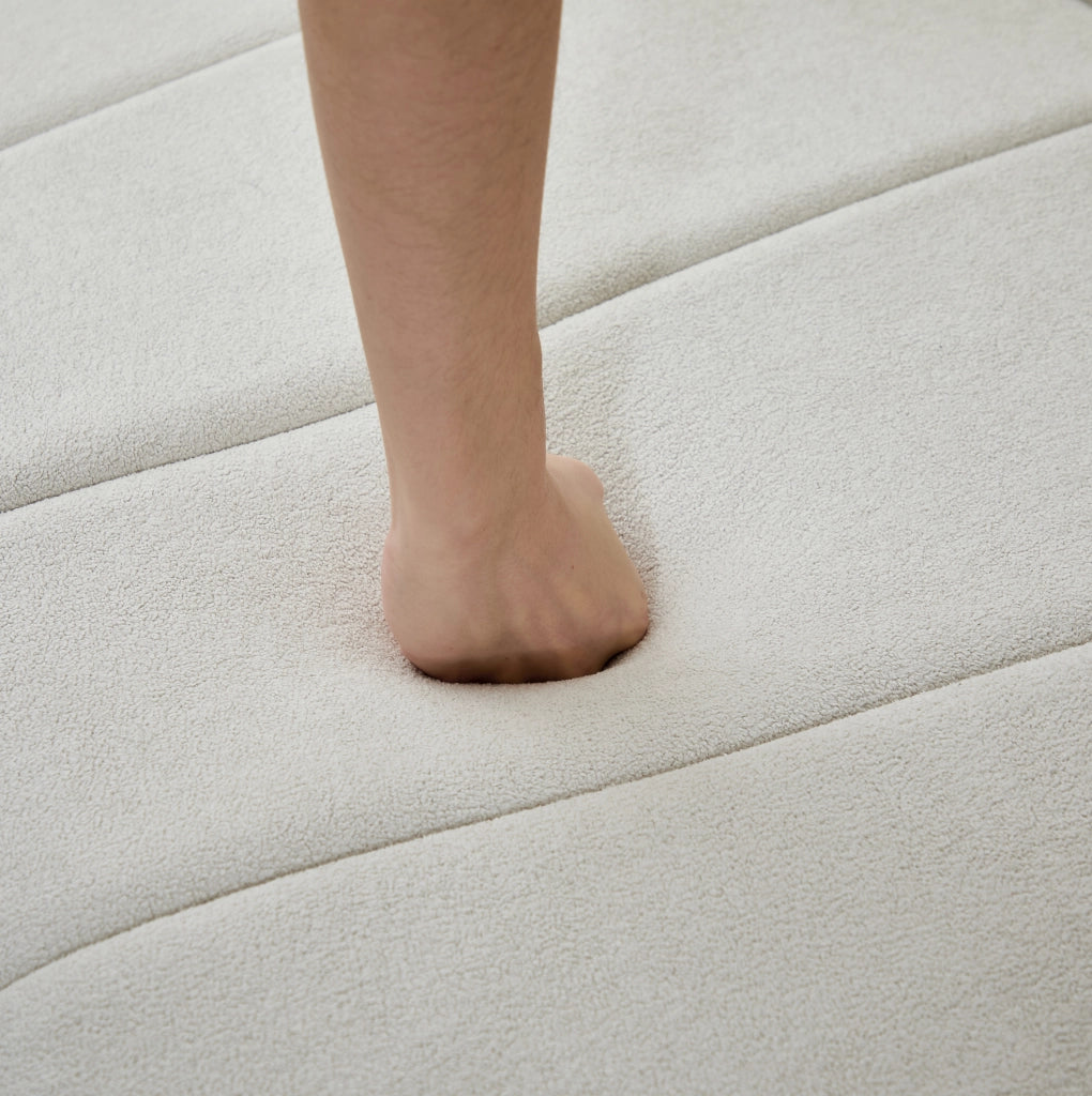 Divano modulare in ciniglia beige a 2 moduli