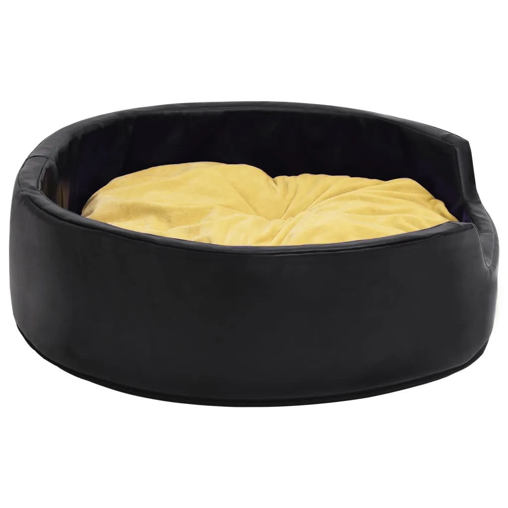 Lettino per Cani Nero e Giallo 99x89x21 cm Peluche e Similpelle 171288