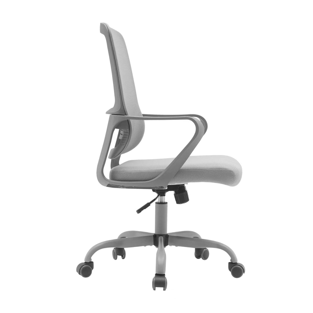 Sedia studio Hispanohogar regolabile in altezza tessuto e rete grigio 109x59x56