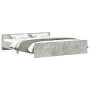 Letto matrimoniale | Letto per adulti | Giroletto con Testiera e Pediera Grigio Cemento 200x200 cm
