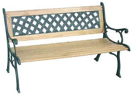 Panchina da Giardino 2 Posti in Ghisa e Legno Quadri