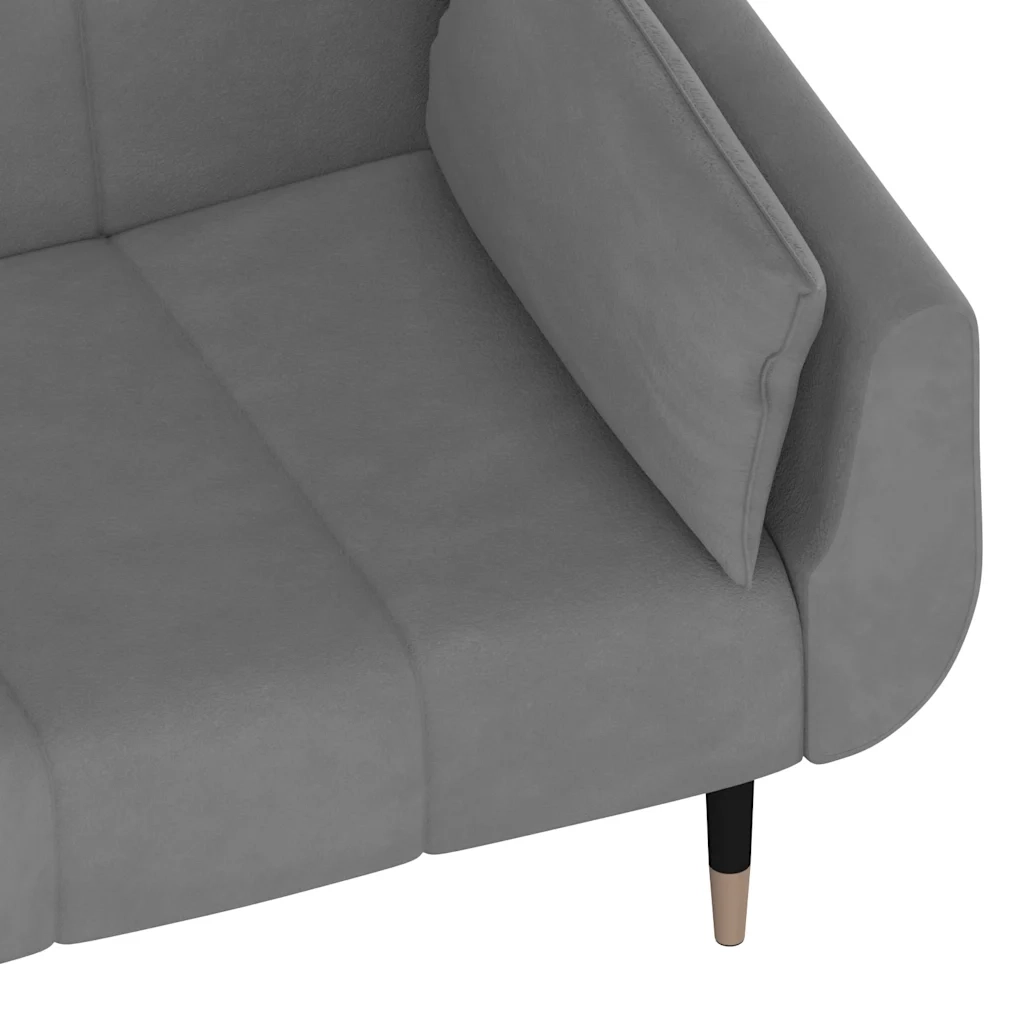 Divano Letto a 2 Posti con 2 Cuscini Grigio Chiaro in Velluto cod mxl 13452