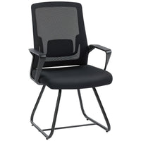 Sedia da Ufficio 57x56x97 cm Senza Ruote Ergonomica con Braccioli Struttura in Acciaio Nero