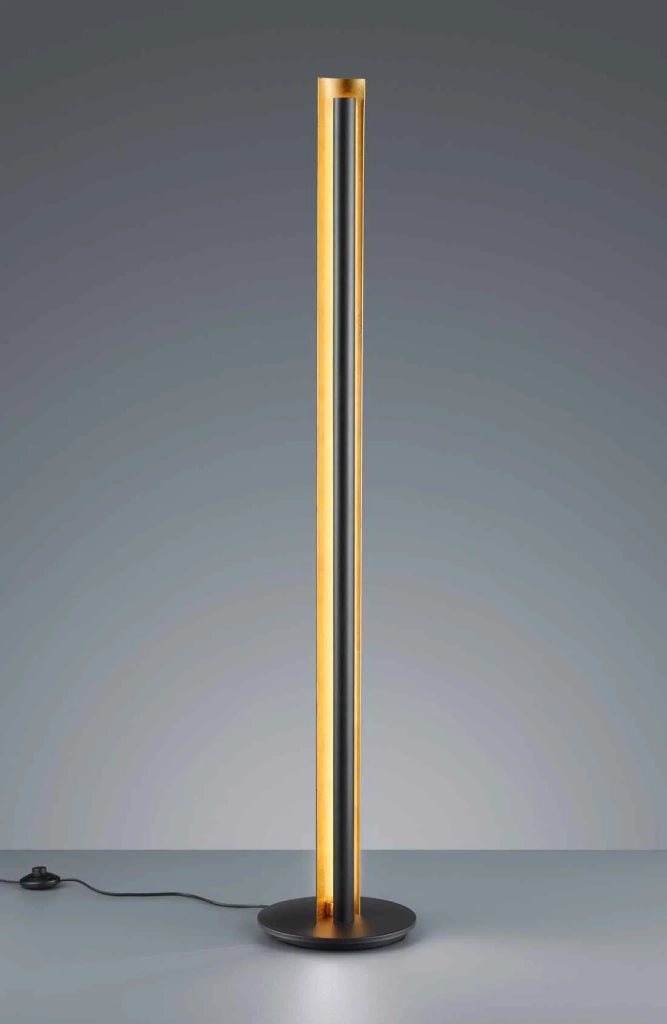 Piantana LED a colonna, metallo, nero e oro, H 142 cm, Texel