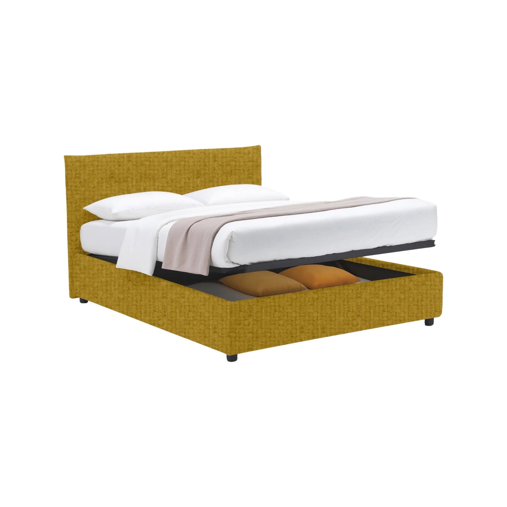 Luton, Letto Piazza e Mezza Sfoderabile Made in Italy, Giallo Ocra
