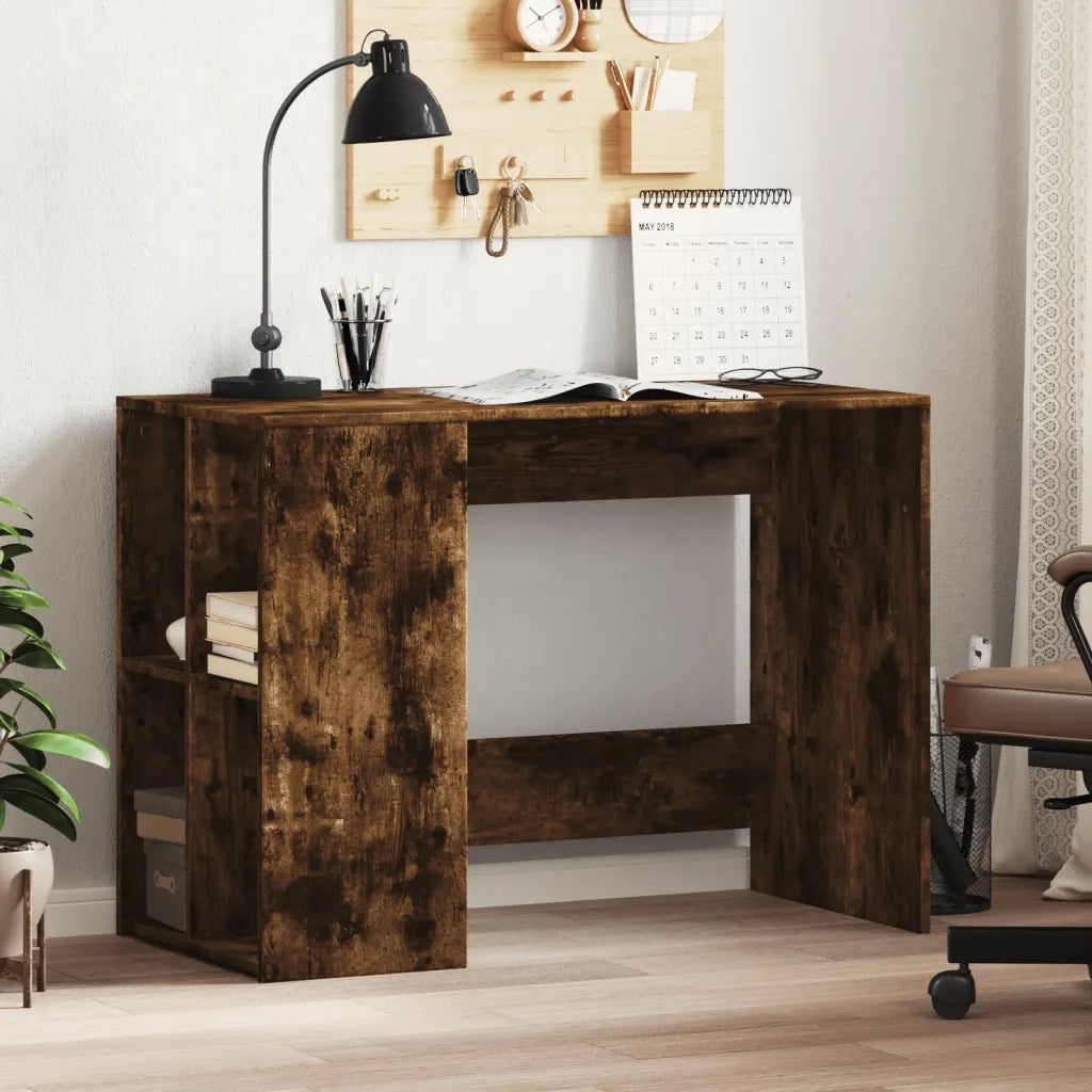 Scrivania | Tavolo da Ufficio Rovere Fumo 102x50x75 cm in Legno Multistrato