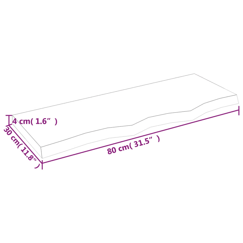 Piano Bagno 80x30x(2-4) cm in Legno Massello Non Trattato CFW9283895
