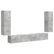 Set di Mobiletto da TV a Parete 4 pz | Armadietto TV | Mobile Porta TV Grigio cemento