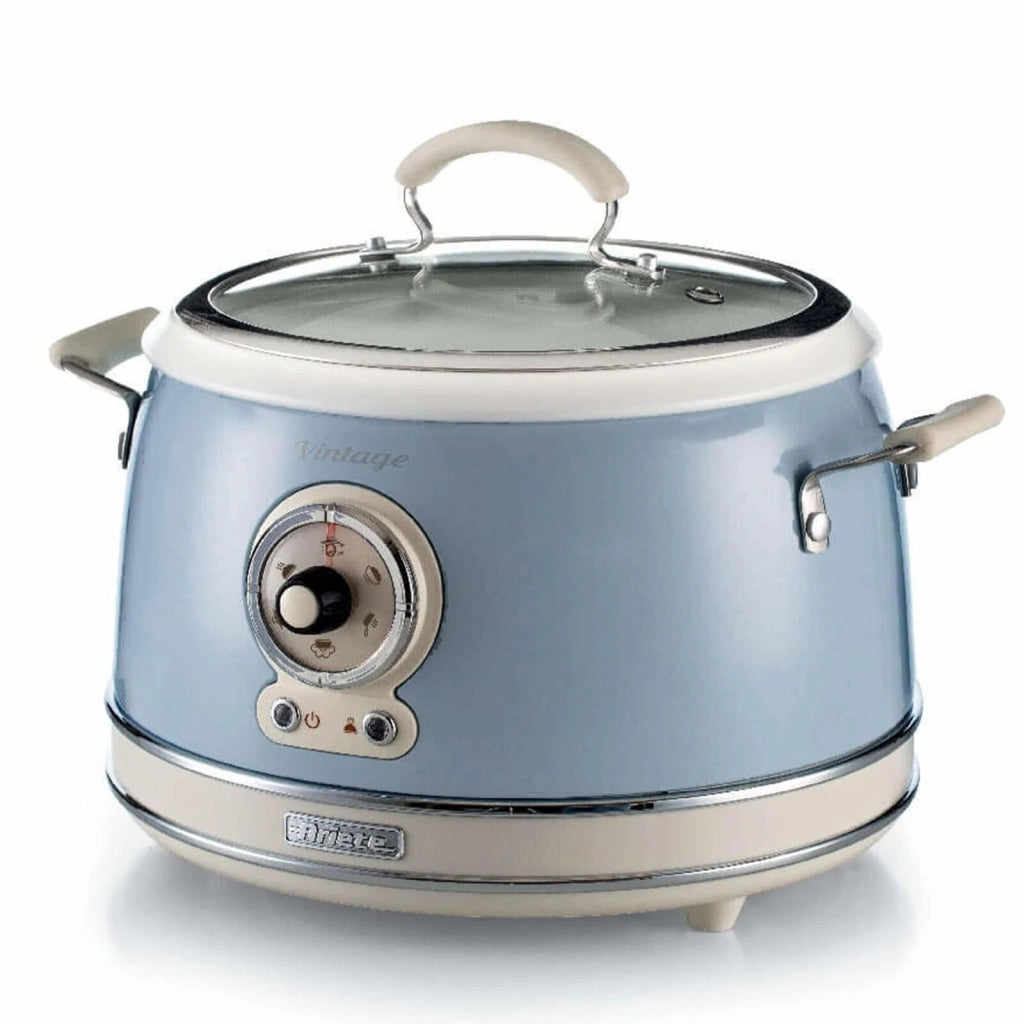 Ariete 2904 Vintage Cuociriso Elettrico e Slow Cooker 3,5 L 700W 5 funzioni ciotola in ceramica colore Celeste