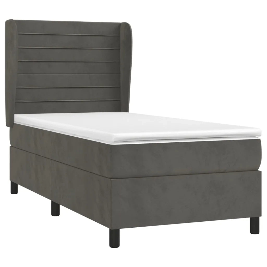 Giroletto a Molle con Materasso-Struttura Letto Grigio Scuro 100x200 cm Velluto 791220