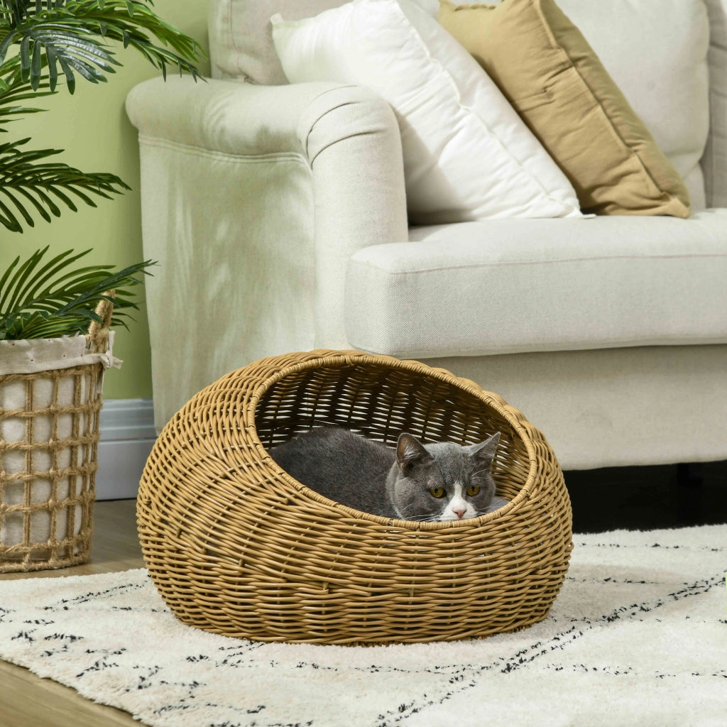 Cuccia per Gatto in Rattan Sintetico ¨C Zephmum ¨C Marrone 50x31 cm