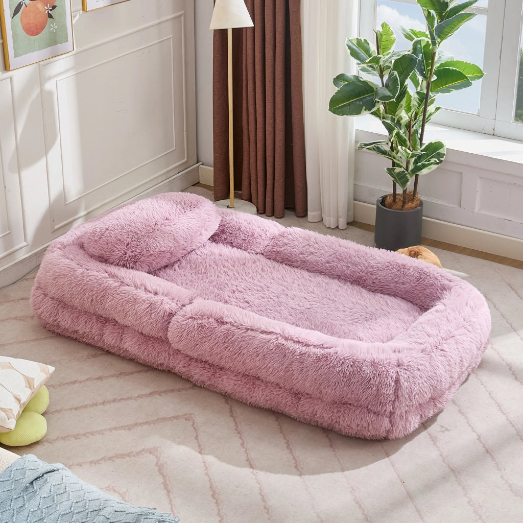 Divano letto da pavimento reclinabile a 5 posizioni con cuscino per relax, in poliestere, ferro e spugna, rosa