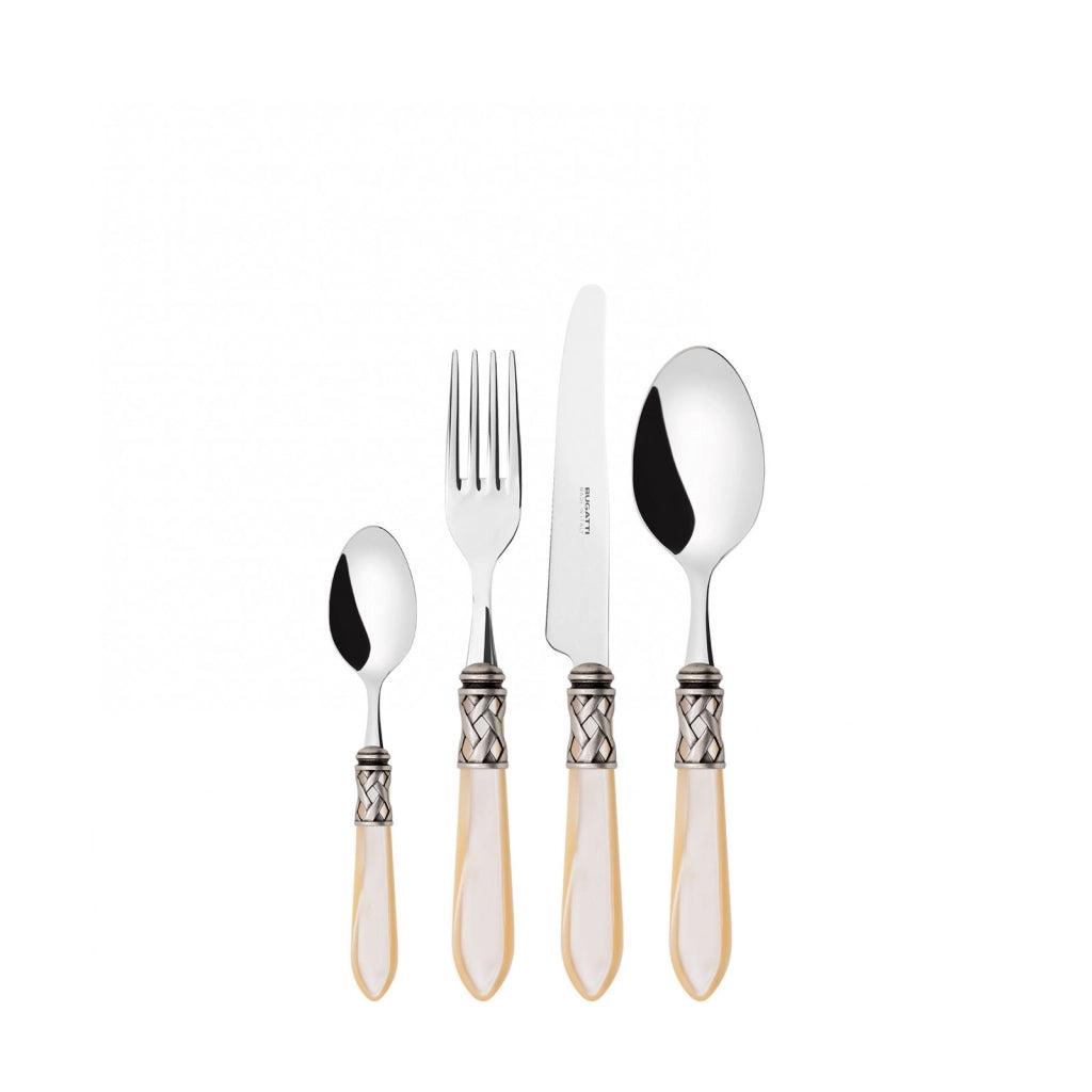 ALADDIN Ghiera Argento Anticato, Posate Set 24 Pz, Scatola in